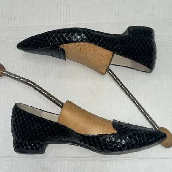 Perlato Black Snake Print Flats Made in Portugal Size 37 - Picture 2 of 8